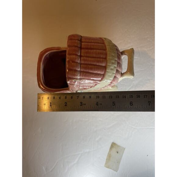 planter baby carriage pink Midcentury american pottery boho USA made small vtg - Picture 10 of 13